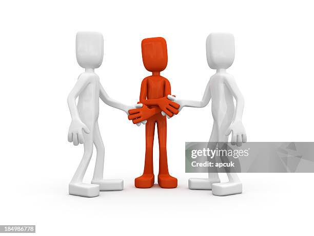 triple handshake. - arbitration agreement stock pictures, royalty-free photos & images