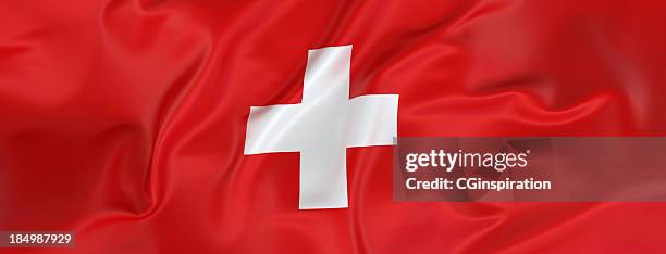 switzerland flag banner - swiss flag stockfoto's en -beelden