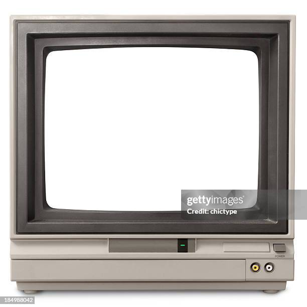 branco ecrã do computador - old tv screens imagens e fotografias de stock