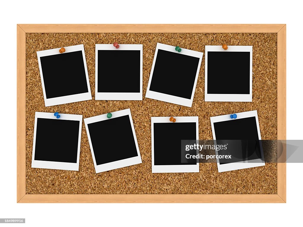 Corkboard com imagens de Impressão Instantânea