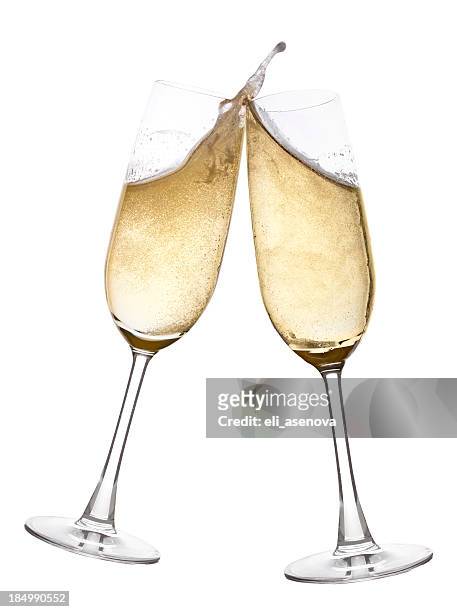 brinde de comemoração com champagne - champagne flute - fotografias e filmes do acervo