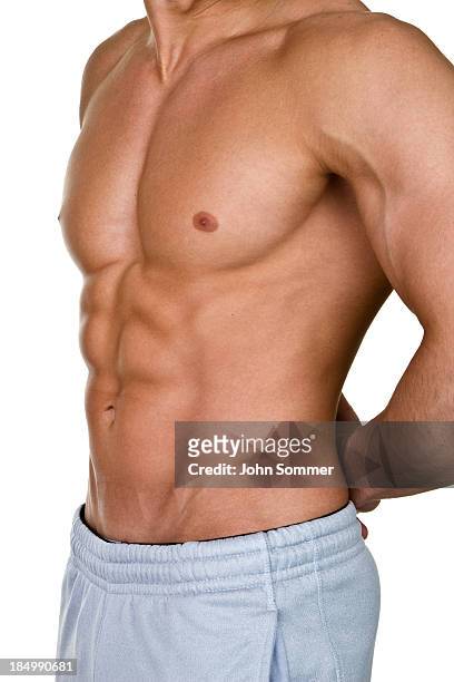 muskuläre männlicher torso - brustmuskulatur stock-fotos und bilder