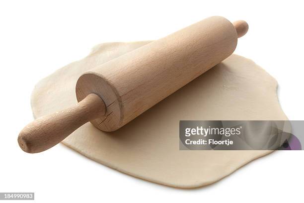 baking ingredients: dough and rolling pin - rolling pin stock pictures, royalty-free photos & images