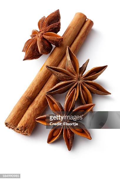 dried herbs and spices: cinnamon, anise - cinnamon stock pictures, royalty-free photos & images
