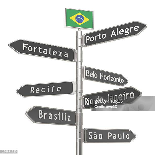 blank signpost - brazil cities - belo horizonte stockfoto's en -beelden