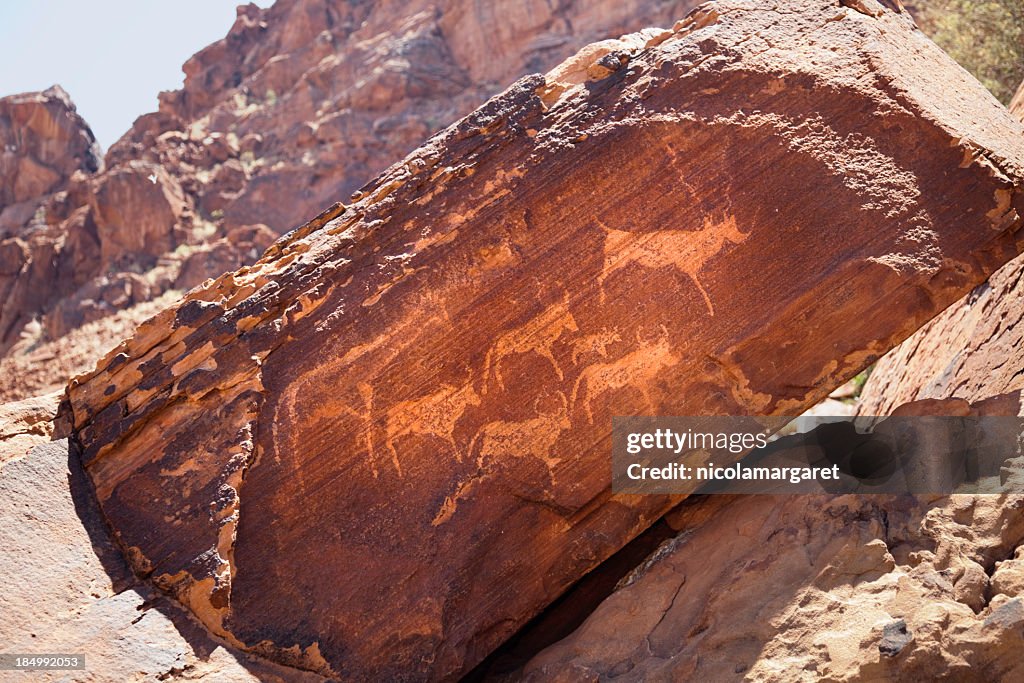 Ancient rock art in Namibia, South Africa