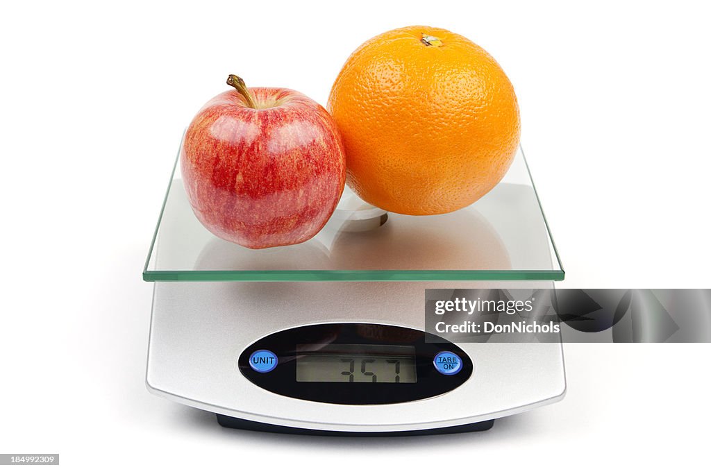 Apple and Orange on Scale