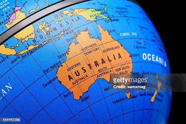 globe australia - australia map stock pictures, royalty-free photos & images