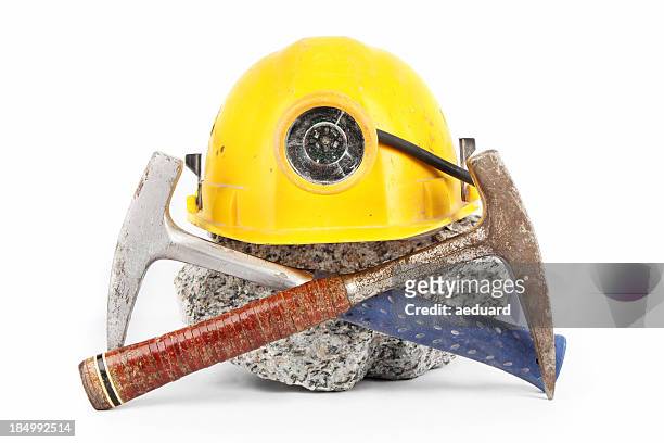 geological exploration tools - mining hats stock pictures, royalty-free photos & images
