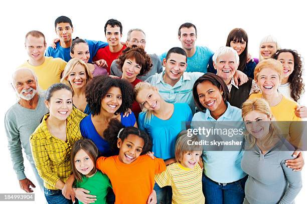 large group of happy people standing together. - human age bildbanksfoton och bilder
