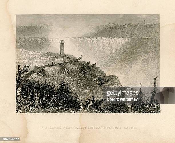 horseshoe falls, niagara, with the tower (geo virtue 1839) - lake erie 幅插畫檔、美工圖案、卡通及圖標