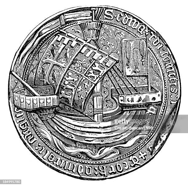 seal - edward earl of rutland - circa 14th century stock illustrations