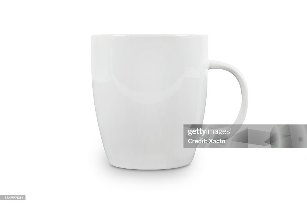 Weiße Kaffeetasse mit Platz für logo-mit Schneidepfaden.