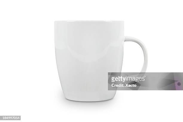 weiße kaffeetasse mit platz für logo-mit schneidepfaden. - mug stock-fotos und bilder