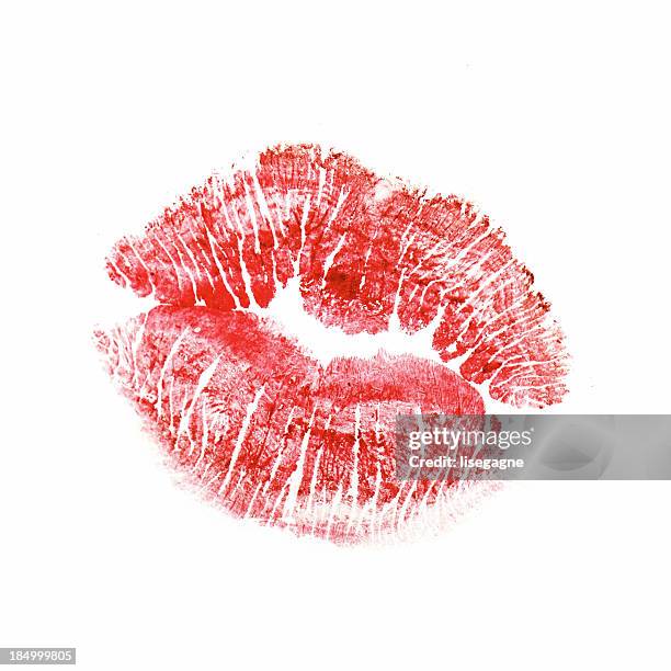 lipstick kiss - kiss stockfoto's en -beelden