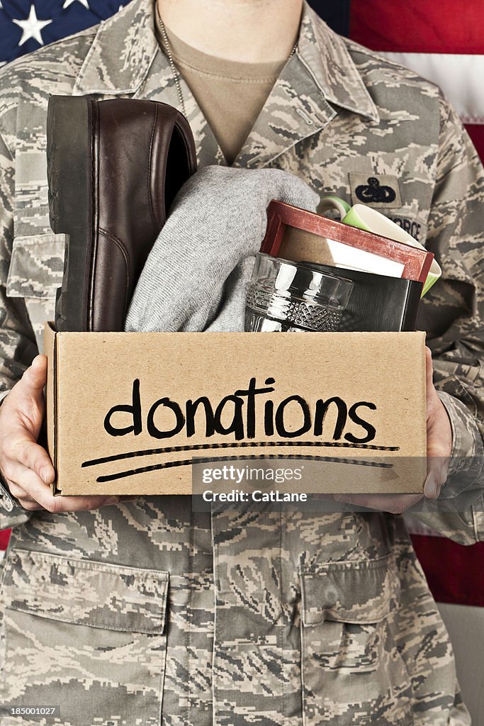 Soldier with Donation Box