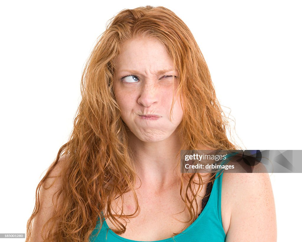 Young Woman Holding Breath