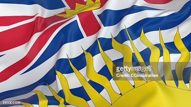 image of british columbia flag waving - british columbia stock pictures, royalty-free photos & images