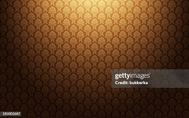 marrón damascena fondo de papel tapiz - barroco fotografías e imágenes de stock