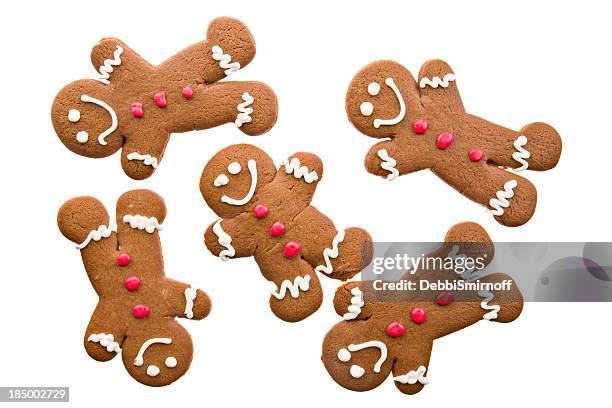 several ginger bread men - gingerbread men stock pictures, royalty-free photos & images