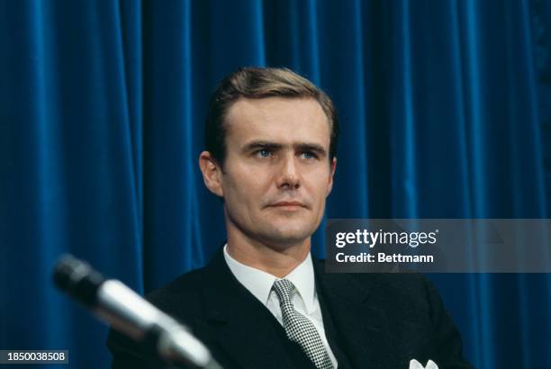 Prince Henrik of Denmark attending a press conference at the National Press Center in Ottawa, Canada, September 21st 1967. Prince Henrik is visiting...