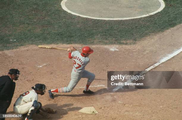 Dal Maxvill of the St Louis Cardinals batting in the final game of the World Series, Boston, Massachusetts, October 12th 1967.