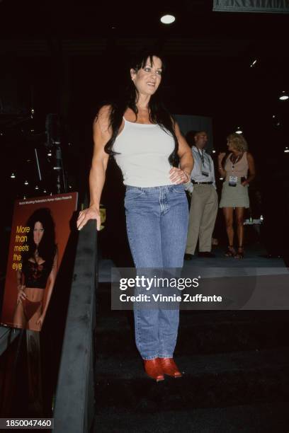 American wrestler Chyna attending the Video Software Dealers Association convention at the Venetian Hotel in Las Vegas, Nevada, July 2000.