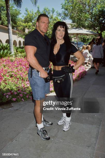 American wrestlers Triple H and Chyna attending the WB Summer TCA Press Tour at the Ritz-Carlton Hotel in Pasadena, California, July 20th 1999.