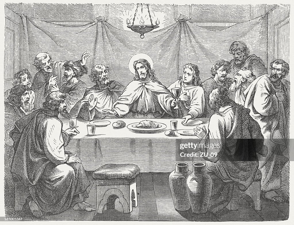 Jesus and his disciples at the Last Supper, published 1877
