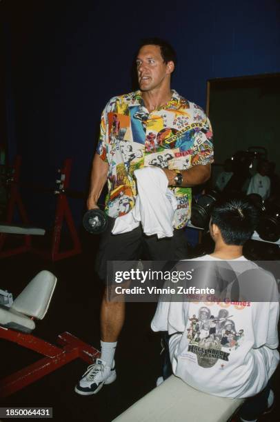 German bodybuilder Ralf Moeller attending the 'Inner City Games' Summer Program at the Hollenbeck Youth Center, Los Angeles, August 16th 2000.