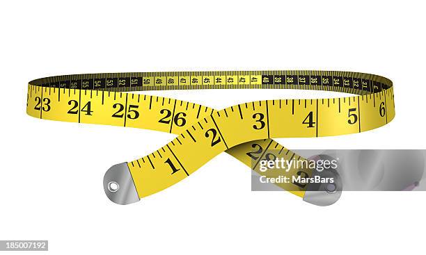 3 d ruban de mesure jaune - mètre à ruban photos et images de collection