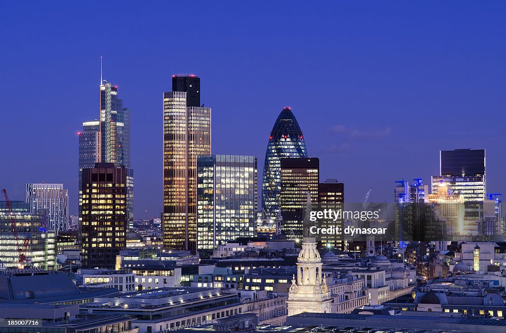 City of London skyscrapers at night