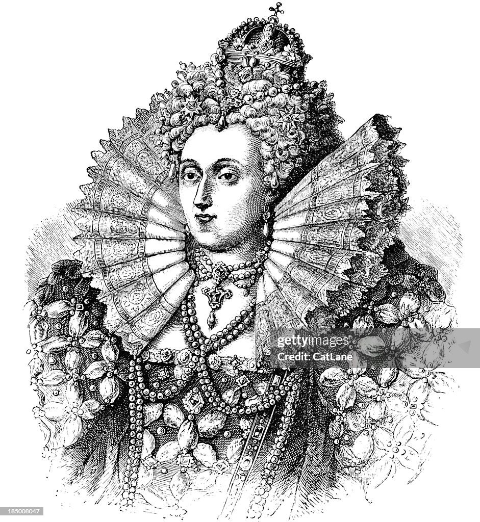 Queen Elizabeth - Victorian Engraving