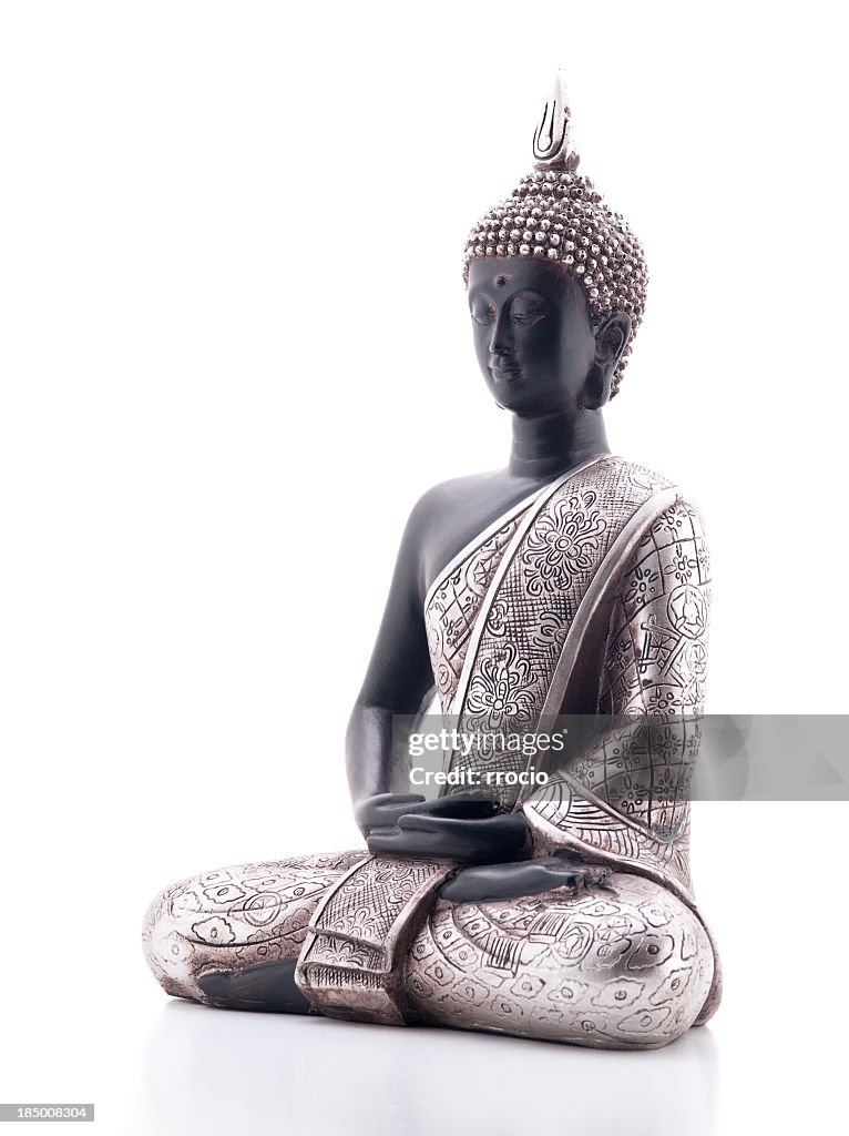 A beautiful Buddha statue on a white background