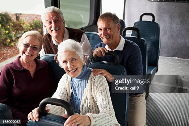 seniors in shuttle bus - shuttle stockfoto's en -beelden