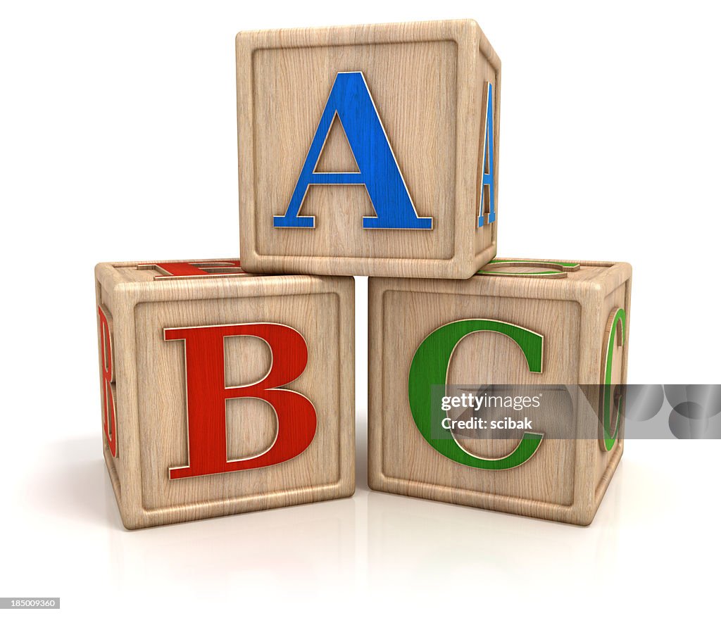 ABC blocks isolated with clipping path