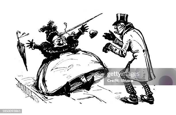 british satire caricature comic cartoon illustration - senior falling stock illustrations