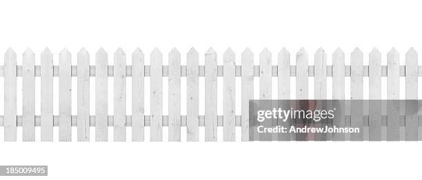 white picket fence - wooden picket fence stock pictures, royalty-free photos & images