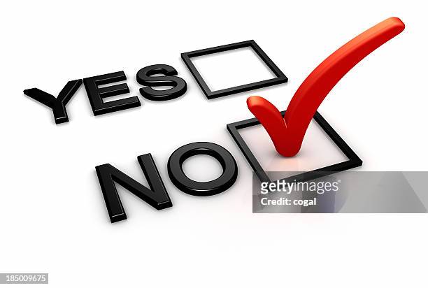 yes and no boxes with red checkmark on no - yes single word stock pictures, royalty-free photos & images