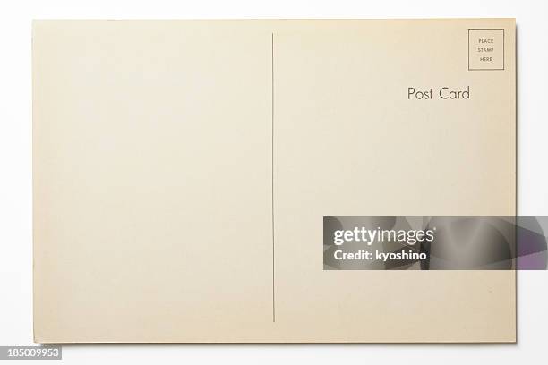 isolated shot of antique postcard on white background - postcards stock pictures, royalty-free photos & images