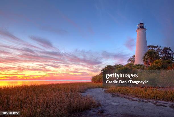 st marks lighthouse - lighthouse sunset stock pictures, royalty-free photos & images