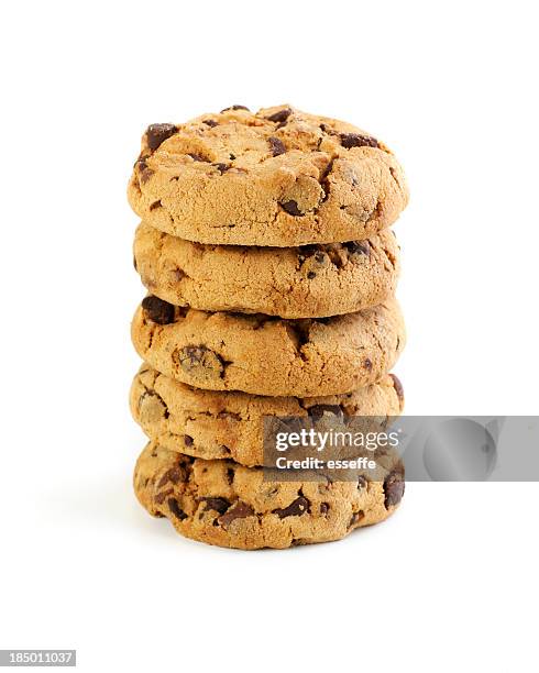 cookies group - chocolate chip cookie on white stock pictures, royalty-free photos & images