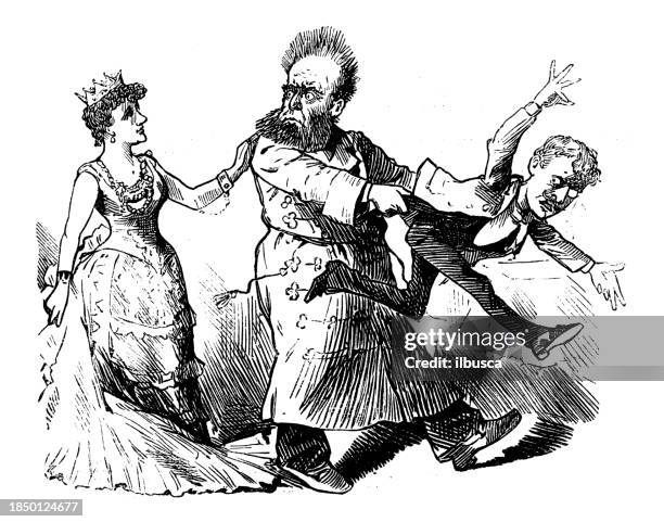 british satire caricature comic cartoon illustration - bad hair day stock illustrations