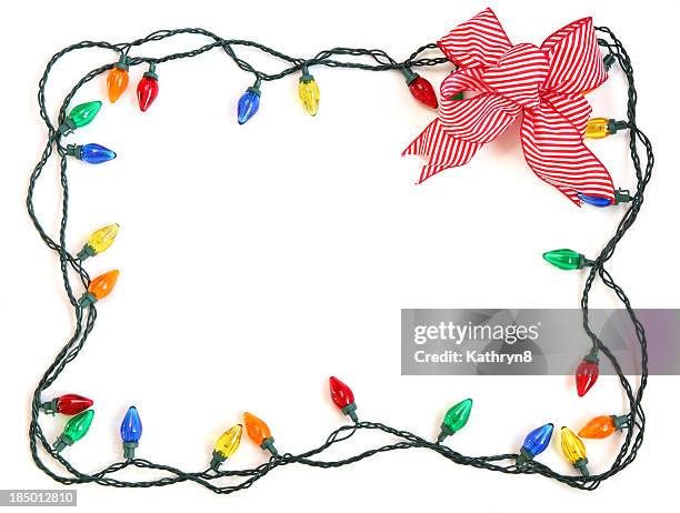 christmas light frame - christmas lights isolated stock-fotos und bilder