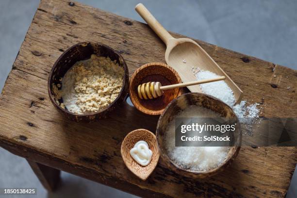 cosmetic ingredients - bath salt stock pictures, royalty-free photos & images