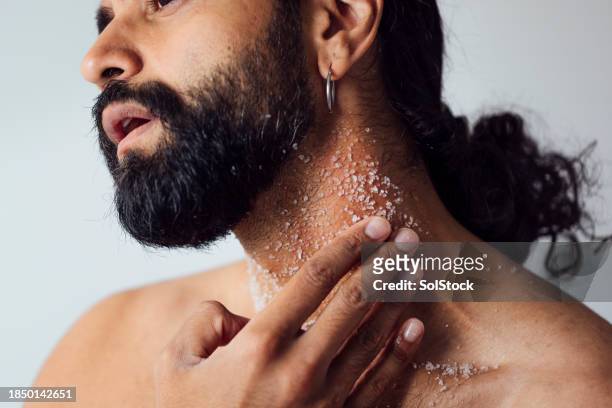 exfoliating with epsom salt - beautification stock pictures, royalty-free photos & images