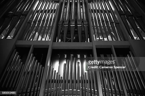 The Grand Organ containing 10,244 pipes, 205 stops and five manuals is seen inside the concert hall at the Sydney Opera House on September 20, 2013...