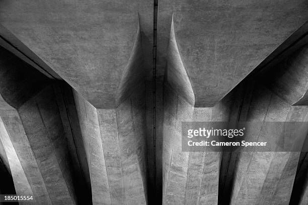 Structual detail underneath the forecourt staircase at the Sydney Opera House on September 20, 2013 in Sydney, Australia. On October 20, 2013 the...