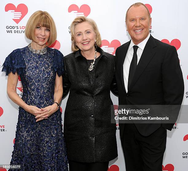 Vogue editor-in-chief Anna Wintour, Hillary Rodham Clinton, recipient of the Michael Kors Award for Outstanding Community Service, and Designer...