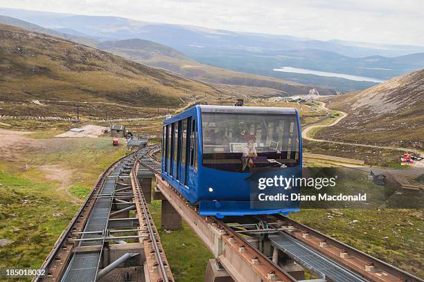 cairngorm mountain funicular railway - overhead cable car stock pictures, royalty-free photos & images